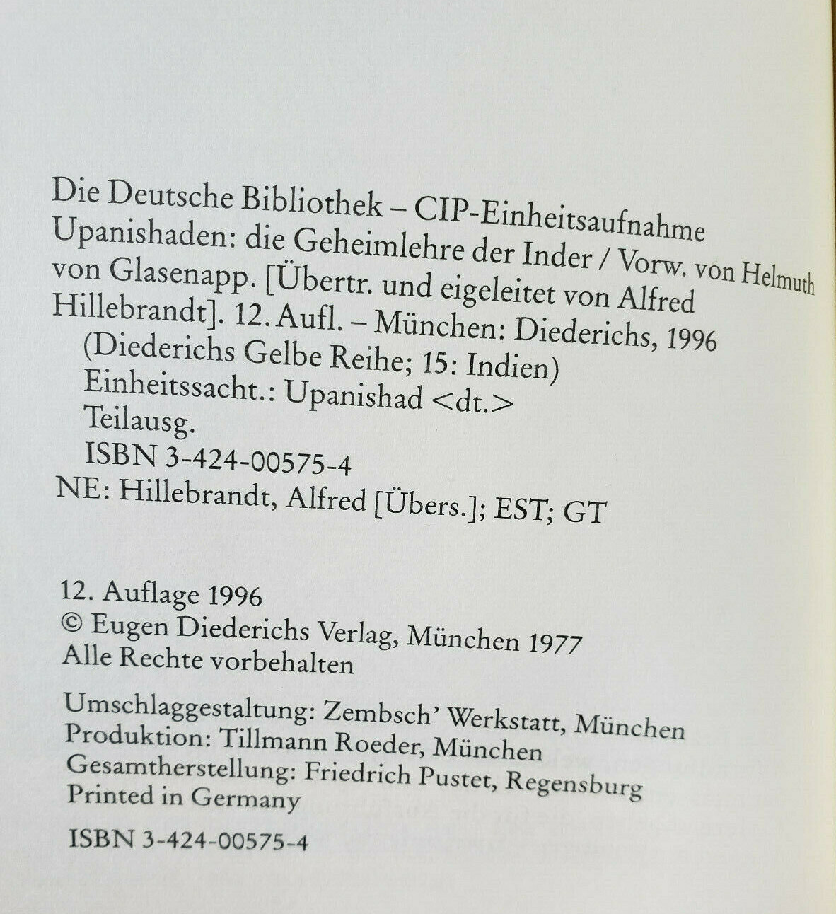Upanishaden Die Geheimlehre der Inder Diederichs Gelbe Reihe, Bd.15