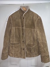 Vintage COLUMBIA SPORTSWEAR Men s Brown Leather Sherpa Like Button Up Jacket XL