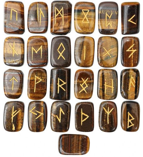 Juego de Runas de Cubo de Ojo de Tigre Juego de Piedras de Cristal Anciano Reiki Piedras Preciosas de Sanación 25 Piezas - Imagen 3 de 3