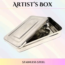 Multipurpose Stainless Steel Art Storage Box for Paints Brushes Palettes 10x6x2