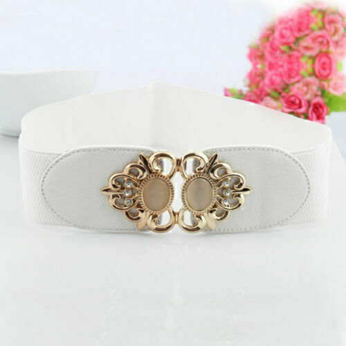 WOMEN Elastic Waist Cinch Clasp Buckle Wide Belt Casual Stretch Dress Waistband⊹ - Picture 21 of 27