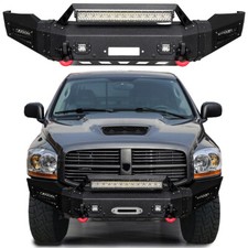 Vijay For 2006-2008 Ram 1500 Front Bumper Steel Bumper Wwinch Plate Led Light