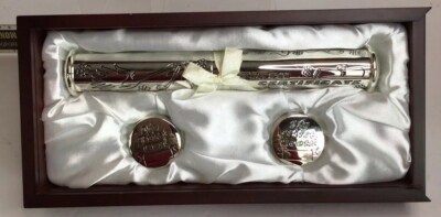 Baby Infant Birth Certificate First Curl First Tooth Keepsake Silver Box Set New