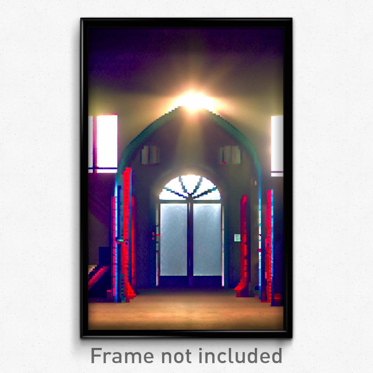 Pixel Art Poster - Admired Safehouse (8 Bit Psychedelic Trippy Video Game Print)