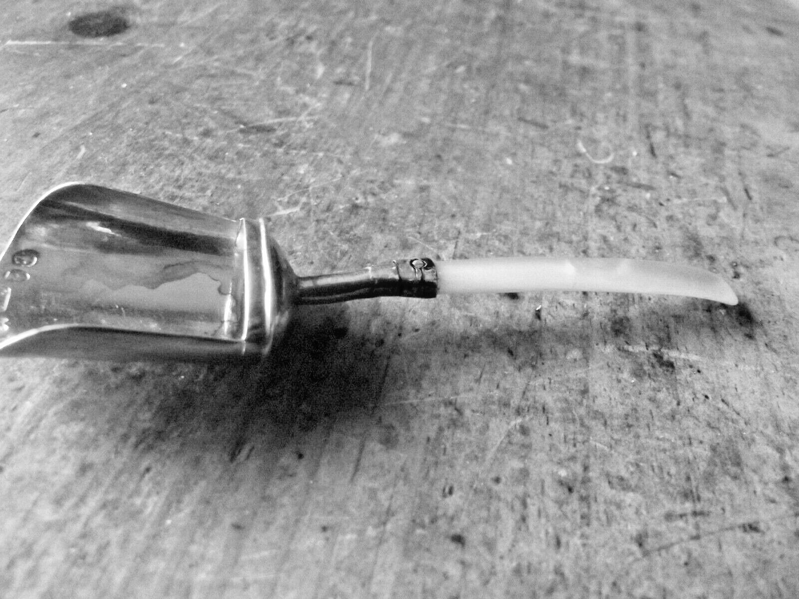 Antique Silver Tea Caddy Spoon. M O P Handle Cocks & Bettridge