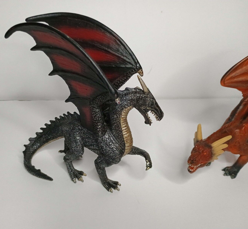 Two Mojo Collectible Dragon Figures - Fire Dragon & Steel Dragon - Picture 2 of 5