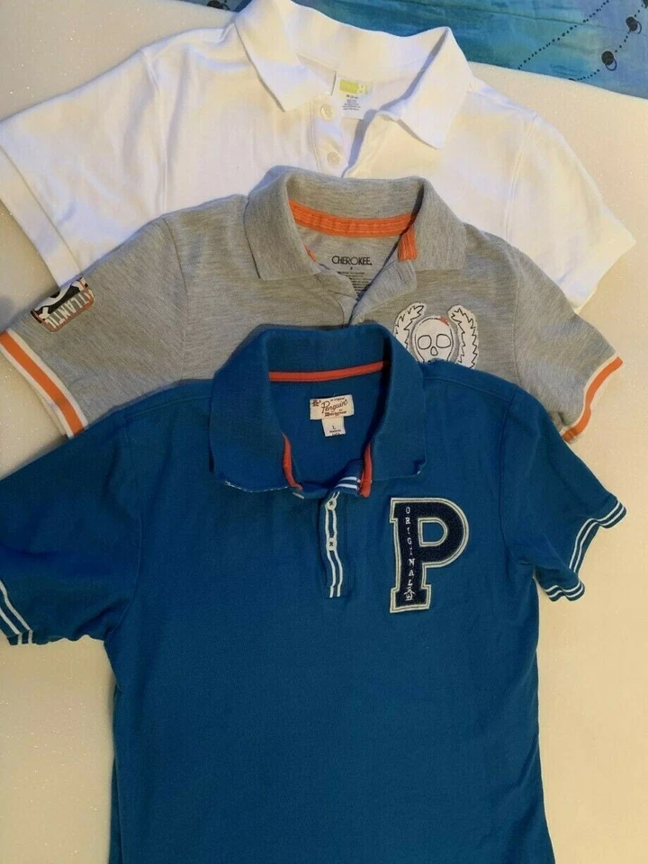  Juego de 3 polos de manga corta para niños: 1 Cherokee (S), 1 pingüino (L) y 1 loco 8 (M) Foto 2 de 4