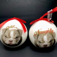 One Bulldog Lovers Christmas Tree Ornament Naughty and Nice Bulldog Faces