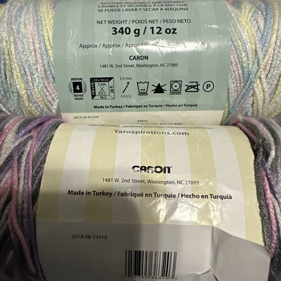 LOT of 2 CARON JUMBO In BABY RAINBOW & EASTER BASKET 12oz & 595yds 100% Acrylic - Image 4 of 4