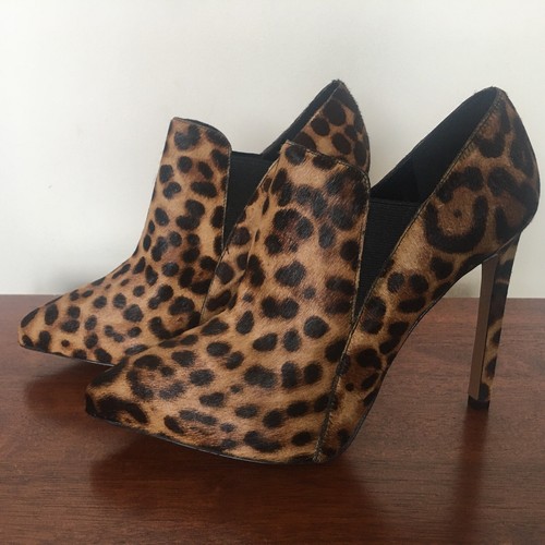 Nine West Leopard Animal Leather Platform Stiletto Heel Boot Shoes Sz 8.5 39 - Picture 3 of 12