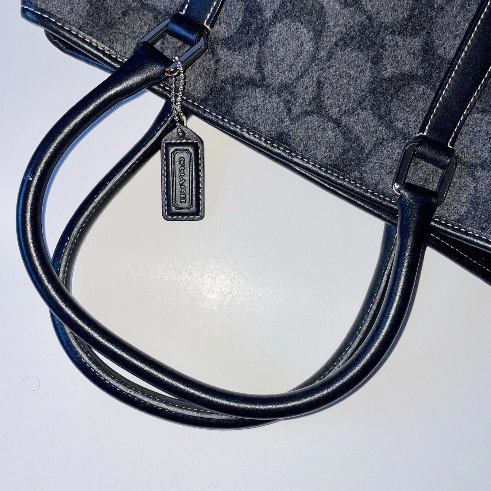 Borsa a mano vintage Coach Signature C in lana e pelle F1J 7723 Y2k