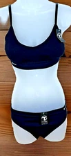 NWT Talmont S-M Sports Bra & Panty Set Cheeky Panty Stretch Activewear Black