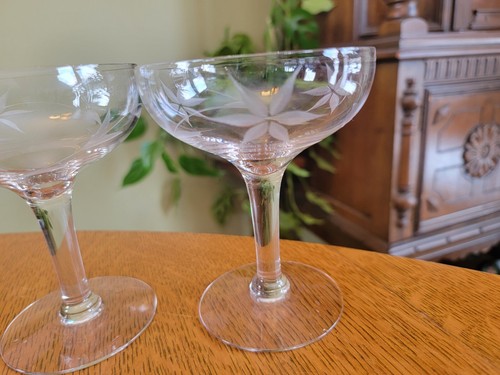 Set 3 Princess House Champagne Glasses Clear Crystal Heritage Etched Floral - Picture 6 of 10