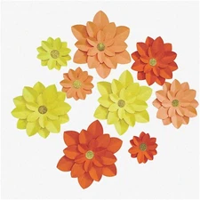 Autumn Blooms: DIY Orange Paper Flower Wall Decor - 9 Pack for Fall Decorating,