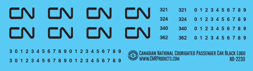 N Scale - Canadian National Passenger Car Black Logo Decals