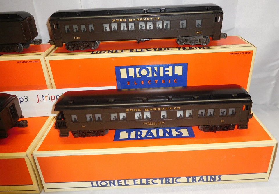 LIONEL 19039 to 19042 PERE MARQUETTE MADISON PASSENGER 4 CAR SET TRAIN