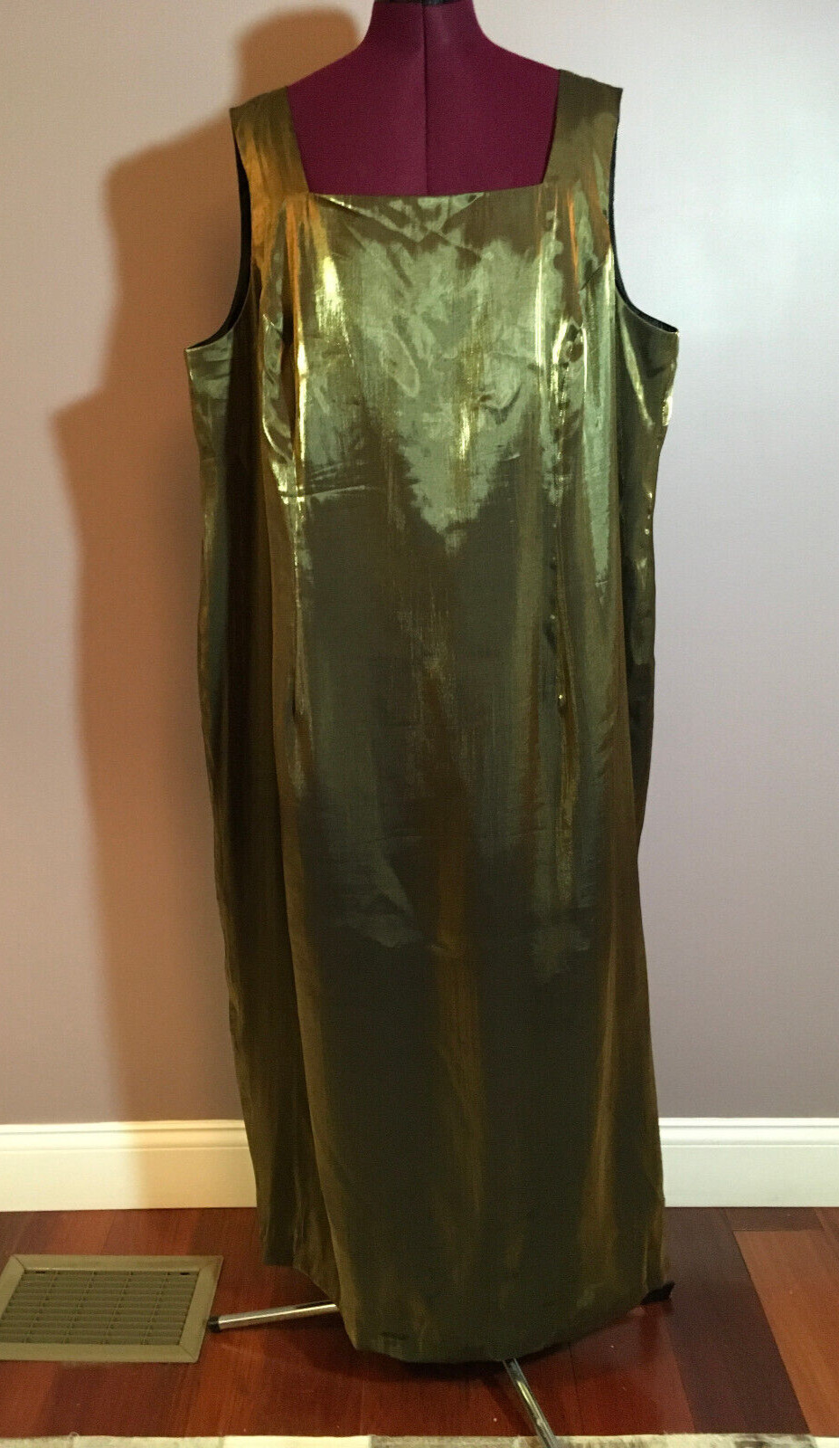 R&M Richards Women's Long Formal Dress Olive/Gold/Metallic Luster Size 24W