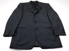 Canali 40R Black Stripe Pure Wool Three Button Tuxedo Jacket Dual Vent Italy