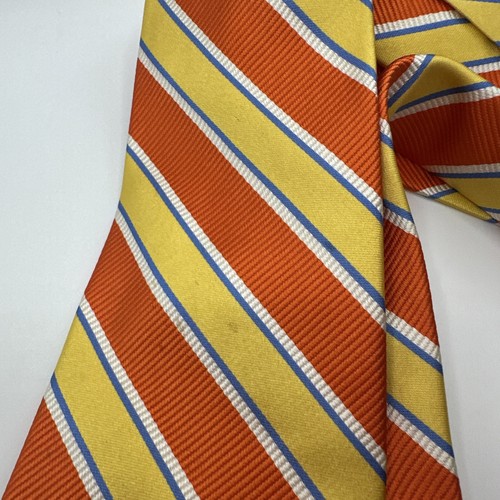 Brooks Brothers Cravatta Uomo Seta Giallo Anf Arancione Rigato - Foto 7 di 21