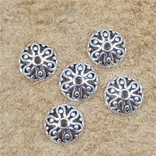10 Sterling Silver Flower Bead Caps 925 Silver Snowflake Spacer for Bracelet 7mm
