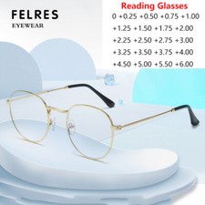 Metal Blue Light Blocking Reading Glasses For Men Women Clear Lens Round Glasses