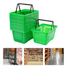 12PCS 18L Mesh Shopping Baskets with Handles Plastic Shopping Basket Portable
