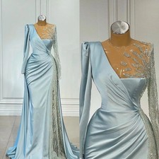 Luxury Long Sleeve Mermaid Floor Length Wedding Dresses Appliques Floor Length