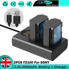 2� NP-FZ100 Battery 2.5AH & Dual Charger For Sony A9 A9S A9R A7R-IV A7R3 A6600