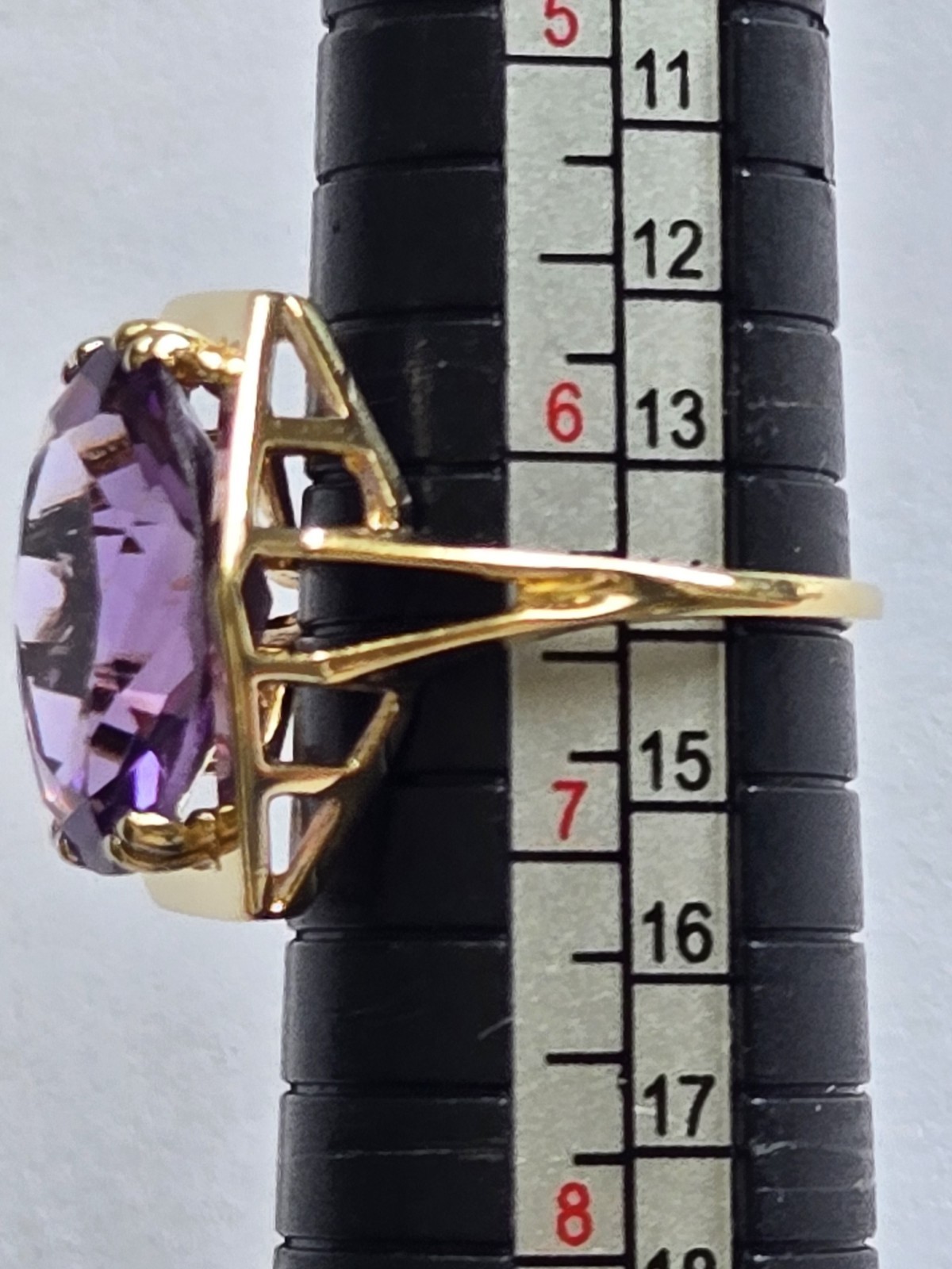 14K Solid Gold Oval Amethyst Statement Ring-4.91 … - image 14