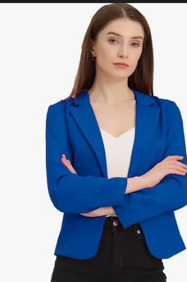 GMI Michel Royal Blue Open Front Long Sleeve Blazer   Size Small