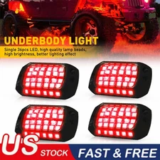 Pure Red LED Rock Lights 4Pods - Waterproof LED Underglow Underbody Glow Lamp