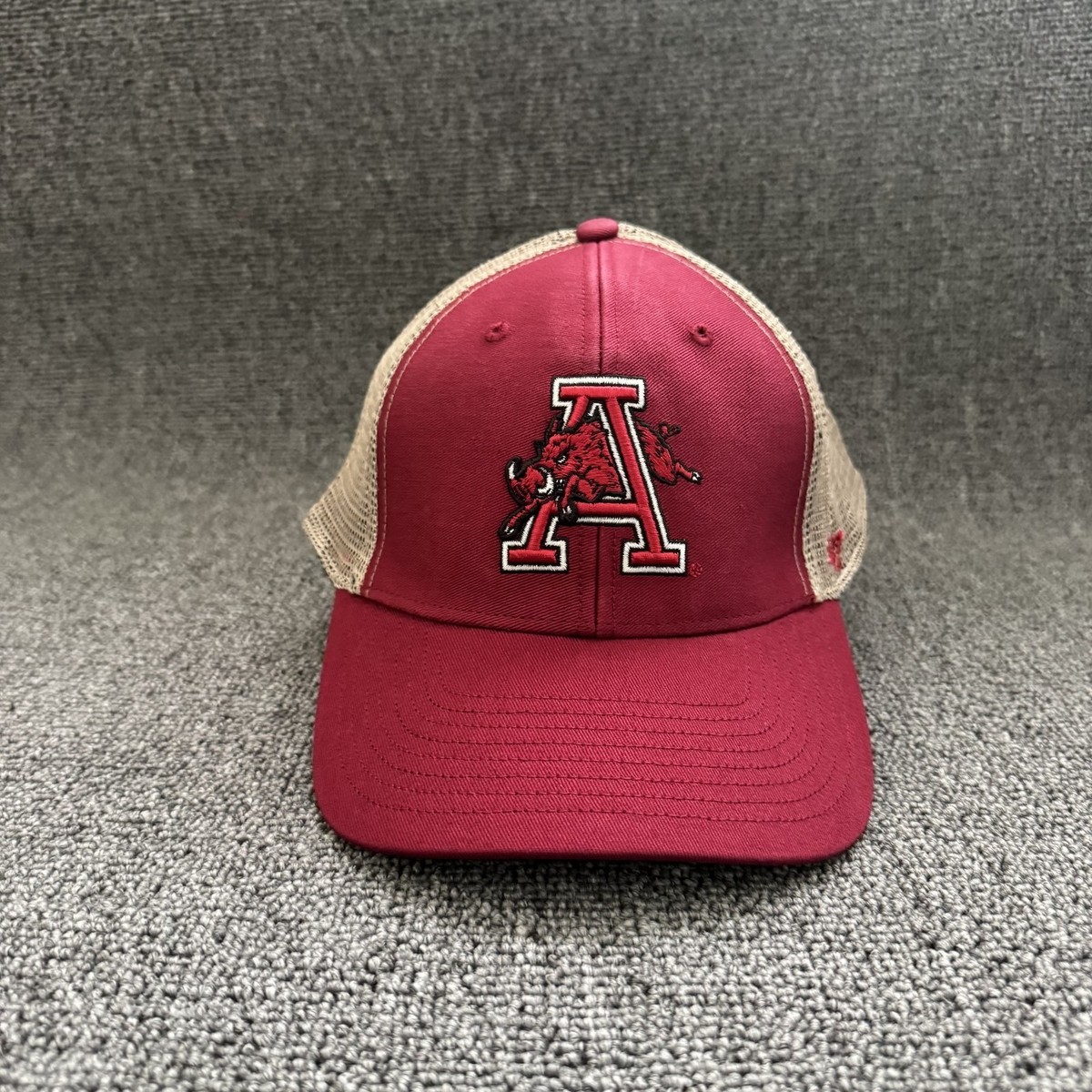 '47 Brand Arkansas Razorbacks Trucker Snapback Cardinal Tan Hat Mesh Back