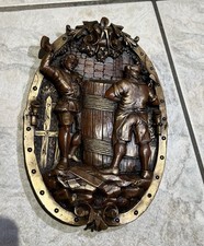 Vintage Wachskunst Wandbild Winzer Weinfass – Mannheim – Handarbeit 22×16 cm