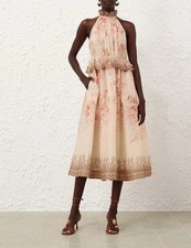 Zimmermann Illuminate Halter Midi Dress  Size 1/US6/UK10RRP-$1550 New with Tags