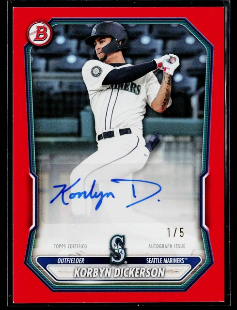 Korbyn Dickerson 2026 Bowman Prospect Red /5 Auto #BPA-KD Seattle Mariners
