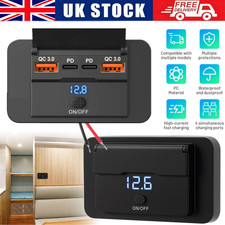 Car DC 12V-24V PD Type C USB Port Fast Charger Socket Power Outlet Panel Charge