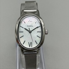 Fossil Penny Womens Watch 22mm White MOP Dial Stainless Mesh Band BQ5015