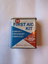 Vintage Johnson & Johnson Metal Tin for First Aid Kit EMPTY 1960s-1970s Prop