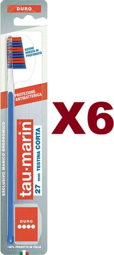 6 PCS TAU-MARIN 27mm HARD TOOTHBRUSH ANTIBACTERIAL PROTECTION