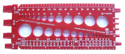 Versatile Red Plastic Gauge for Measuring Nuts, Bolts & Screws - 0.39'' Thread