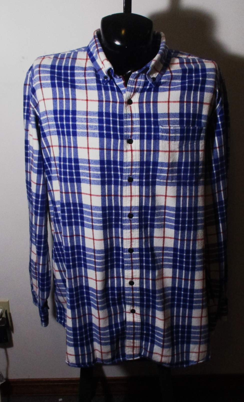 L.L. BEAN Blue Heavy Long Sleeve Flannel Shirt Men's Size XXL Tall