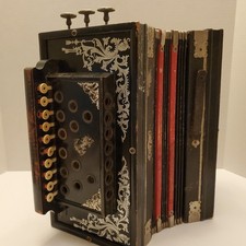 Antique M H Accordion Made In Germany Beautiful Sound Needs Repairs 10 Button