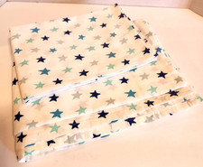 Pillowfort 2PC Twin Flat Pillow Blue Stars on White Bed Sheet 100 Cotton