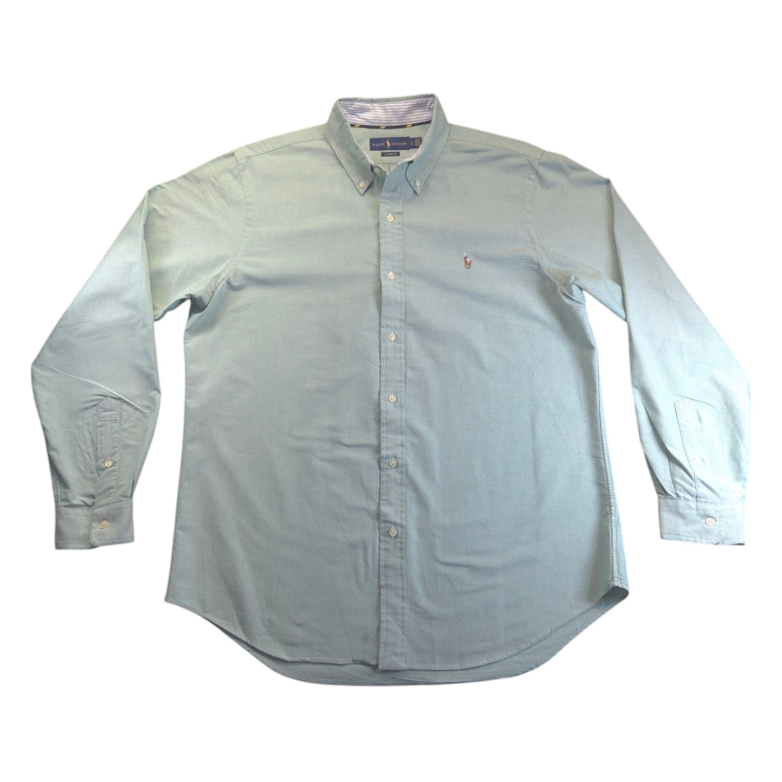 Polo Ralph Lauren camicia uomo GRANDE verde manica lunga vestibilità classica bottone pony