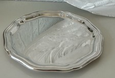 Silberteller Tablett Flaschenstand Untersetzer 835 Silber Cippendale Rand 42 g