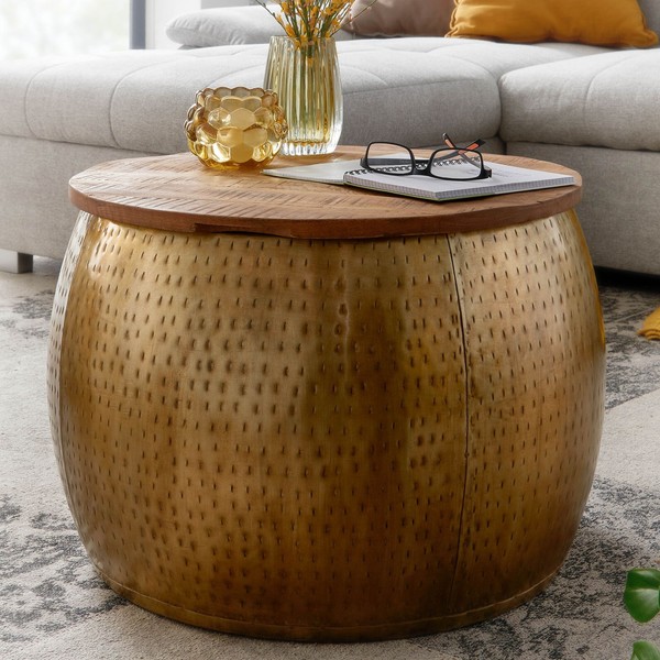 Couchtisch FineBuy Sofatisch Rund Metall Ø 60 Cm Tisch Stauraum Wohnzimmertisch-image