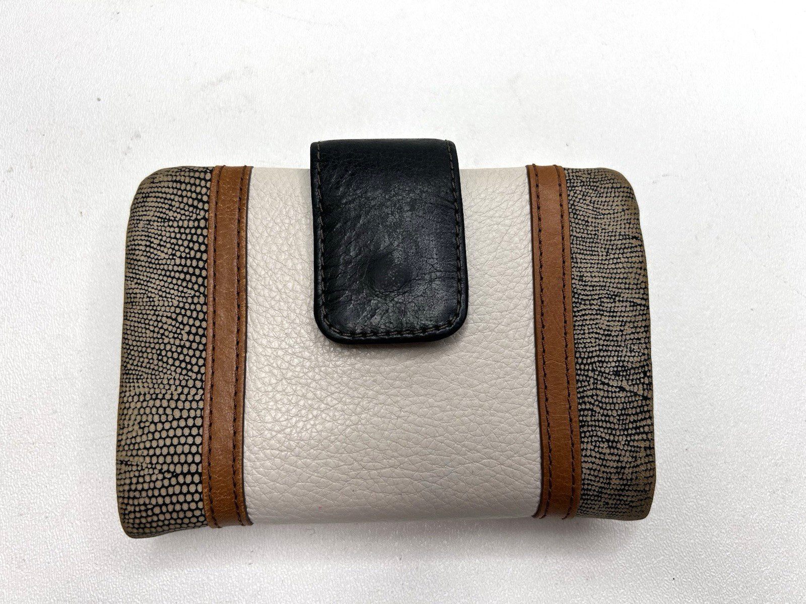 FOSSIL Ellis Multi Black Patchwork Brown Cream Wo… - image 2