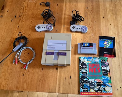 Super Nintendo Console(NOT TESTED) 2 Controllers Super NES Book, And Super Mario