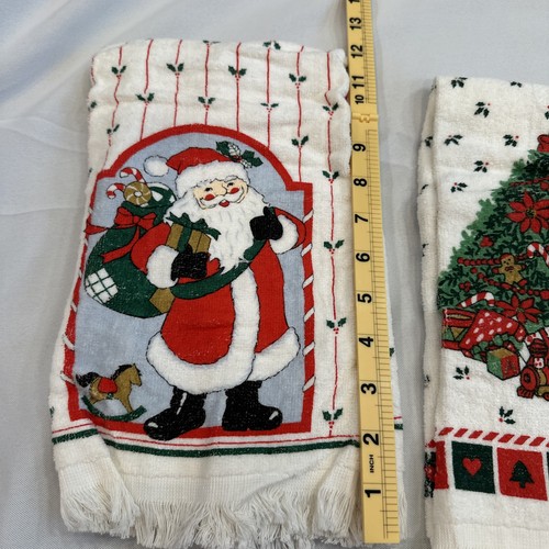 Vintage Set Weihnachten Frottee Hand Küchentücher Weihnachtsbaum Spielzeug Fransen 1994 - Bild 14 von 18