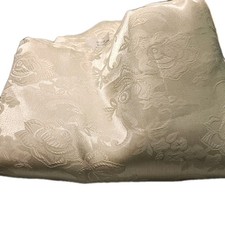 Cream Holiday Solid Tablecloth With Floral Design 48"x56" Retro Polyester